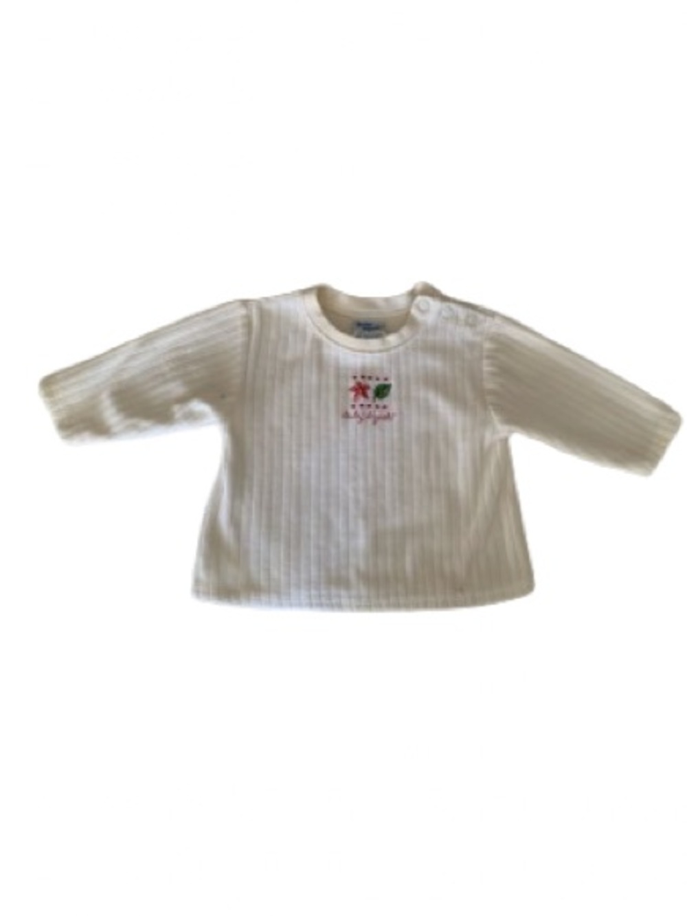 Vintage Baby B'gosh Top Girls 6-9M Velour 90s Rib Embroidery Cream Red Green